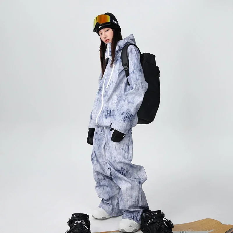 2025, neue Winter Feste Sport Skifahren Anzüge Frauen Männer Winddicht Wasserdicht Mit Kapuze Zipper Ski Sets Polyester Outdoor Schnee Anzüge