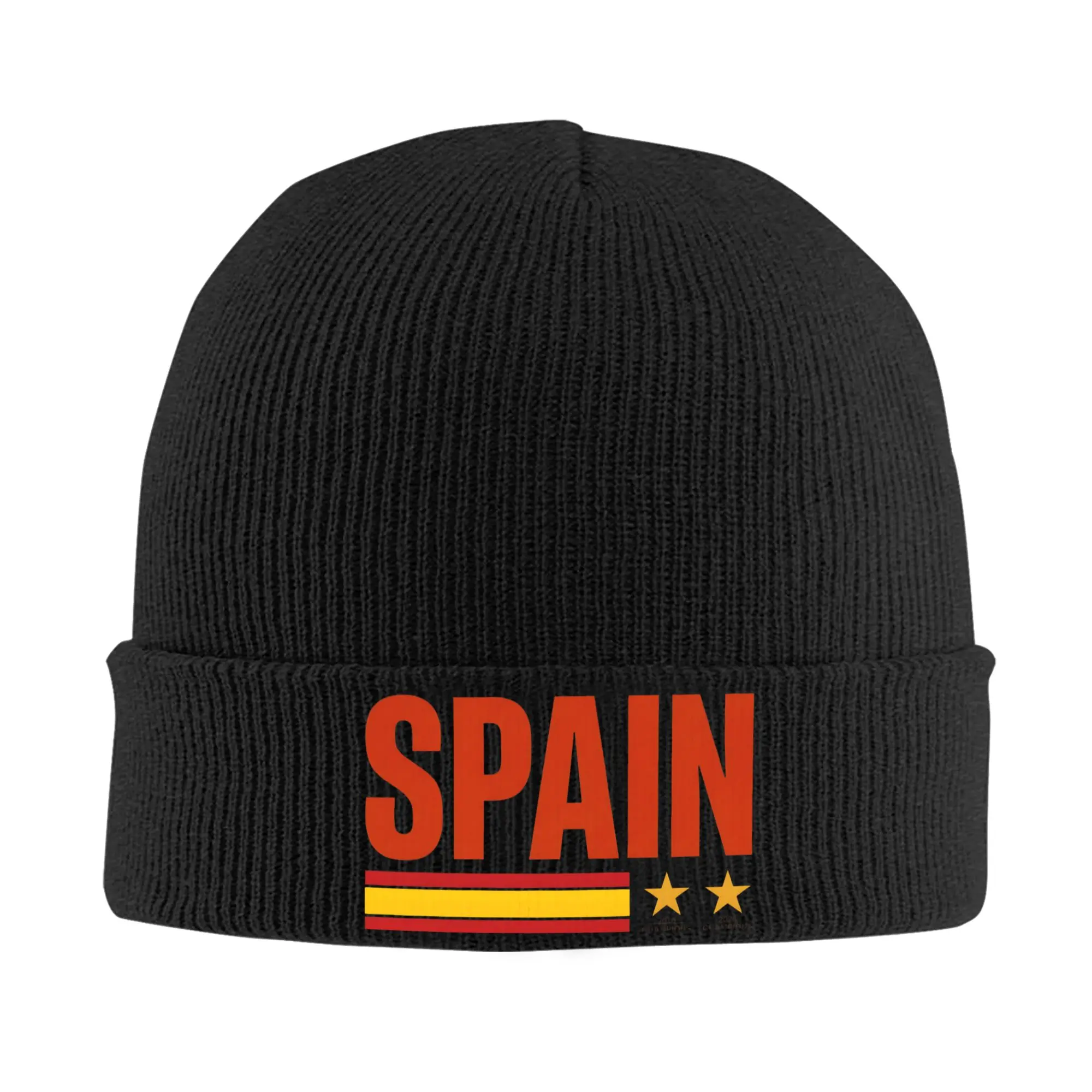 2026 Spain World Champion Two Stars Beanie Hats  Bonnet Hats Men Women Vintage Kpop Knit Hat Autumn Pattern Elastic Caps