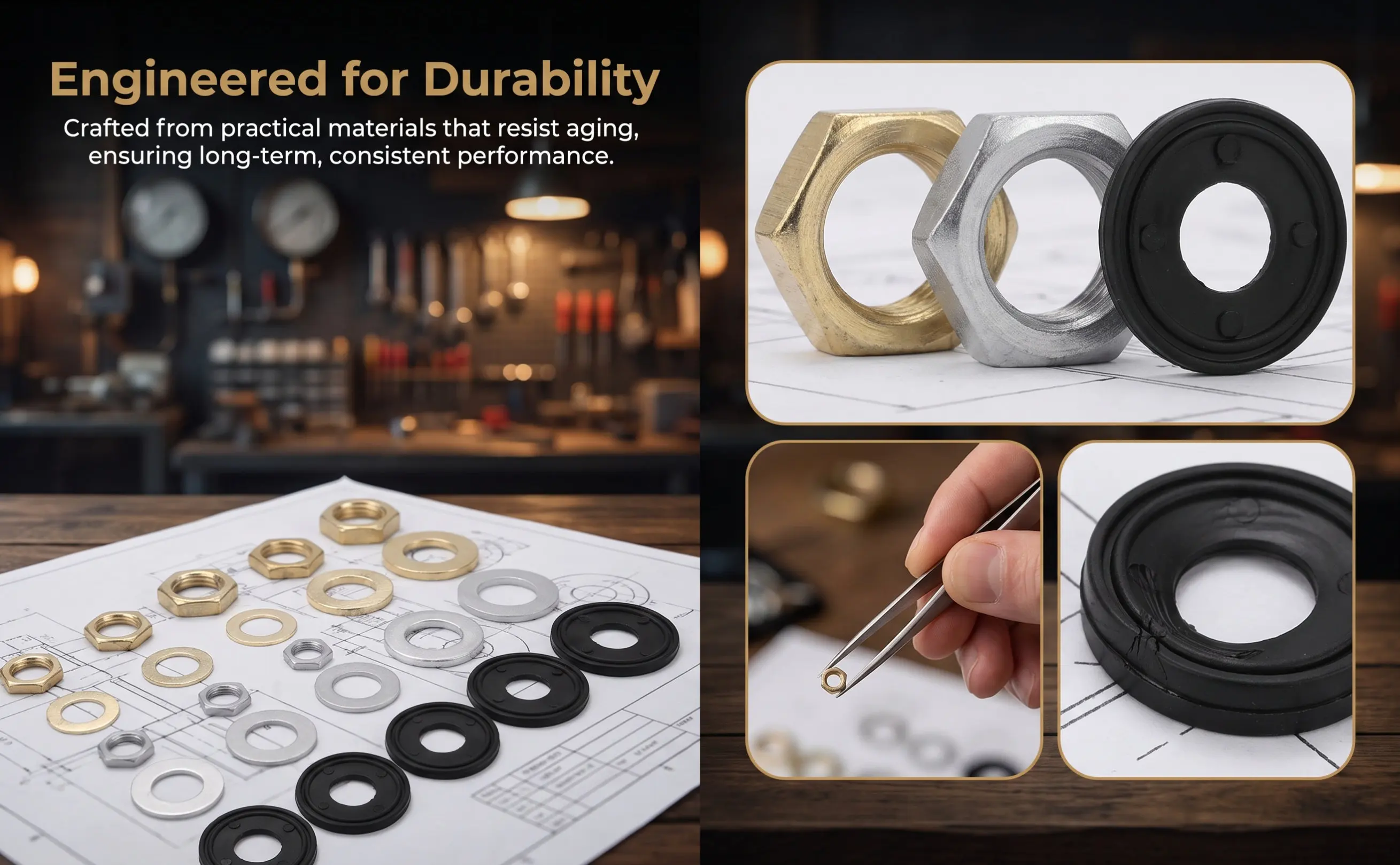 20Sets Quartz Clock Nuts Washers DIY Repair Kit Assembly Accessories Replacement Parts for Wall Clock Maintenance and Repair
