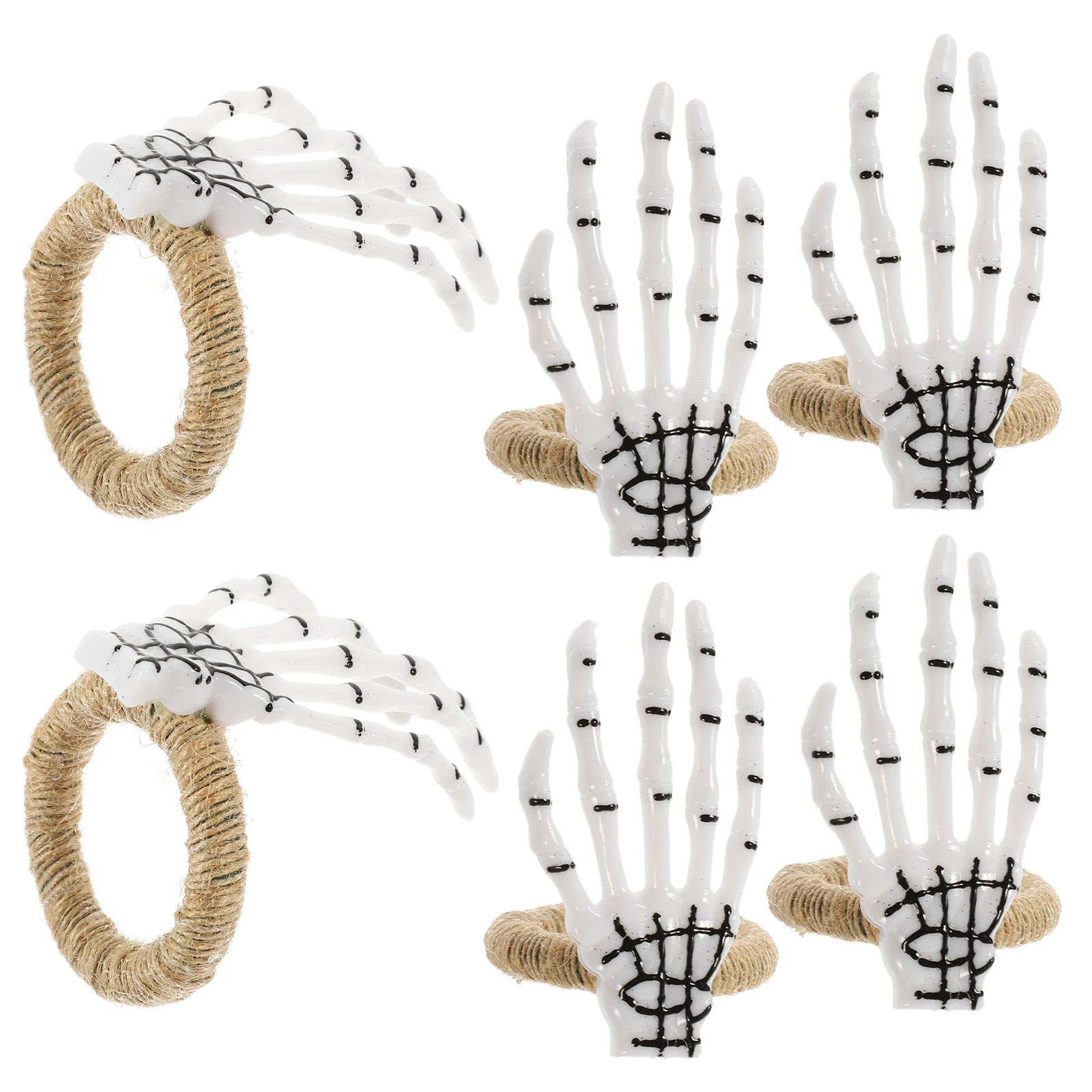 

6 Pcs Napkin Buckle Halloween Ring Decor Holder Dining Table Skull Rings Hand Ghost Hands Horror Banquet