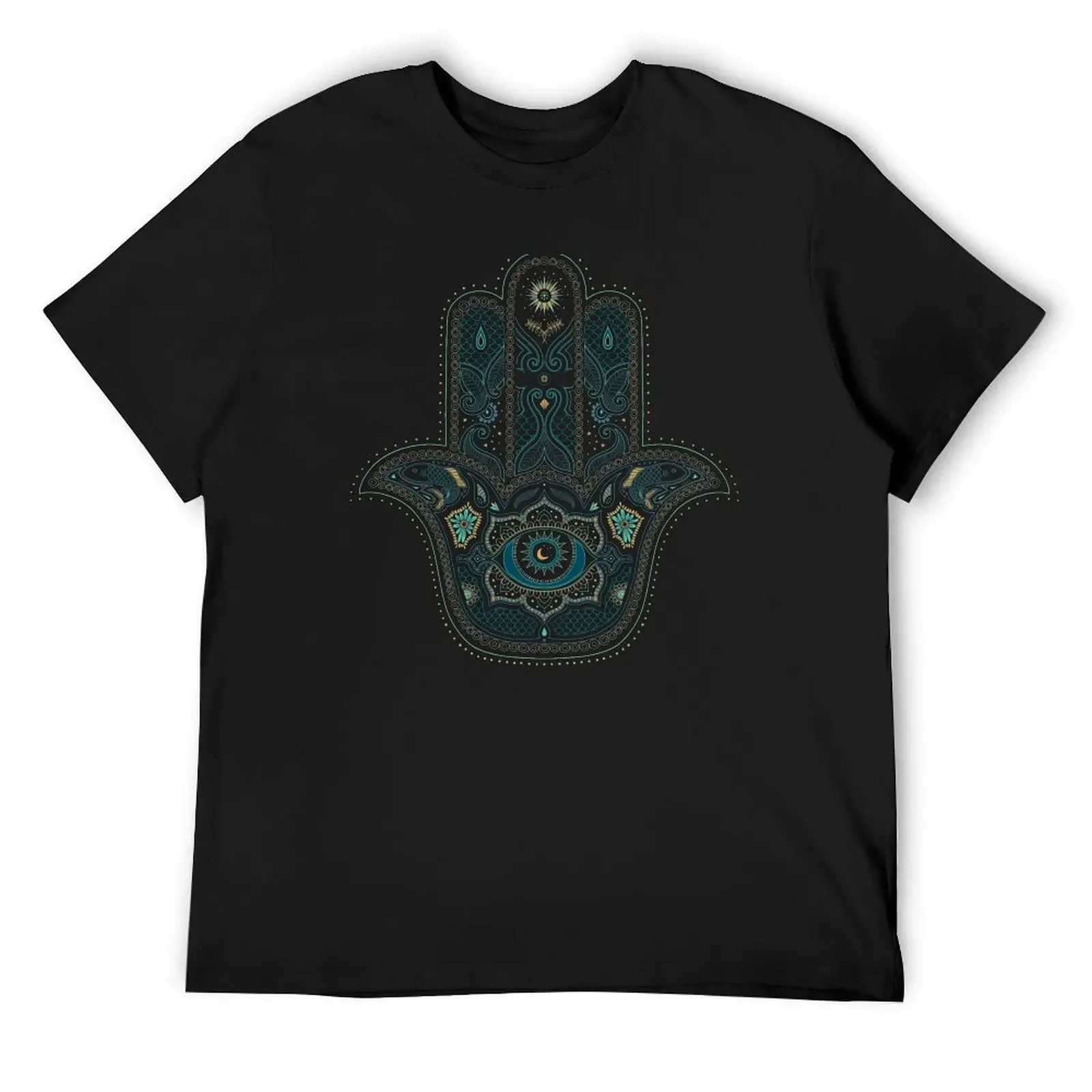 Hamsa Hand in Blue and Gold T-Shirt hippie clothes man clothes mens graphic t-shirts funny