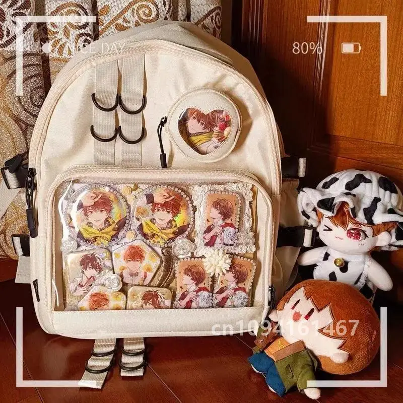 Collage Style School Bag For Teenage Girl Itabag Kawaii Backpack Transparent Love Heart JK Backpack Women New 2024 Laptop Bag