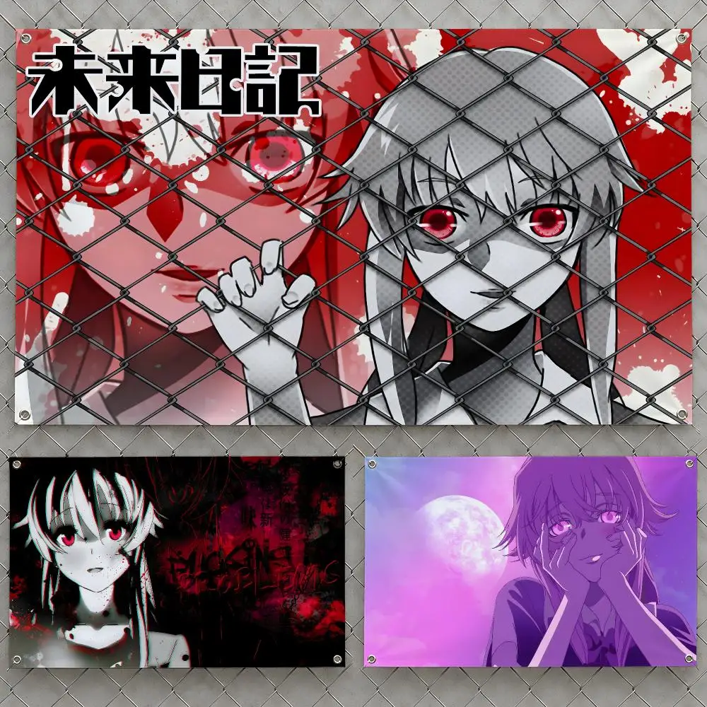 Anime The Future Diary Mirai Nikki Flags Wall Hanging Flag Banners For Birthday Parties Outdoor Bedroom Dorm Room Decor