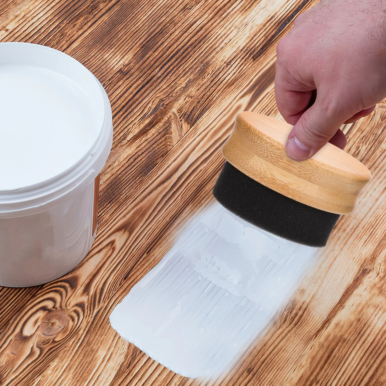 

2Pcs Oil Wax Applicator Sponge Application Cutting Board Brush Bamboo Treatment Tool for Mineral Oil Furniture