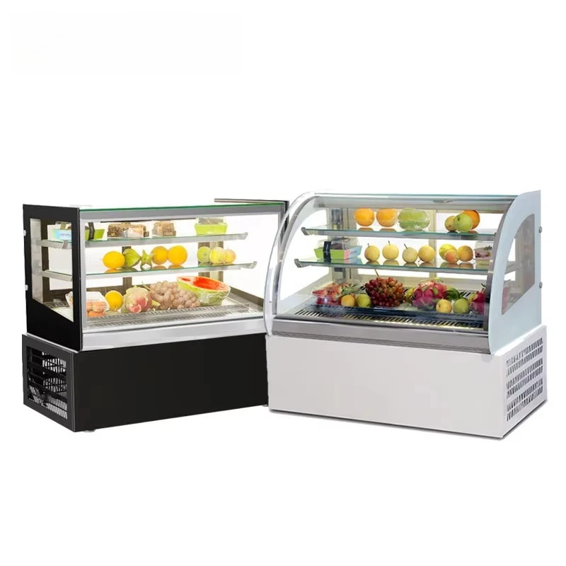 Stainless Steel Cake Display Cooler Cabinet Bakery Fridge Table Type Small Pastry Glass Door Chiller