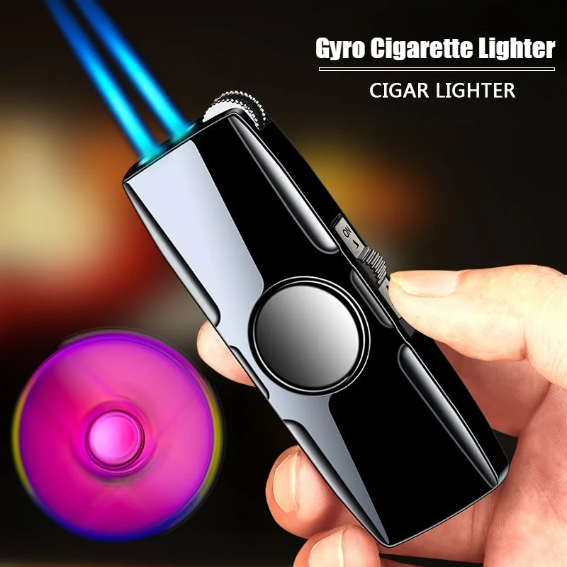 

2025 New Cigar Igniter Smoke Lighter Blue Fire Windproof Double Open Flames Inflatable Cigarettes Lighters & Smoking Accessories