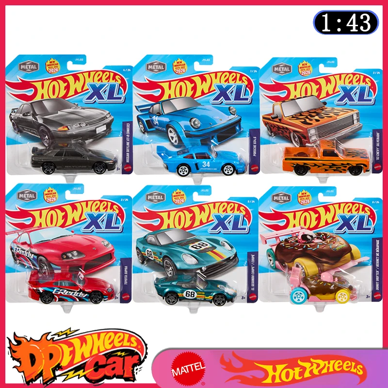 

1:43 Mattel 2026 Hot Wheels XL Supra Porsche Chevy Nissan автомобиль, металлические литые модели автомобилей с большой шкалой, JKL02, новинка