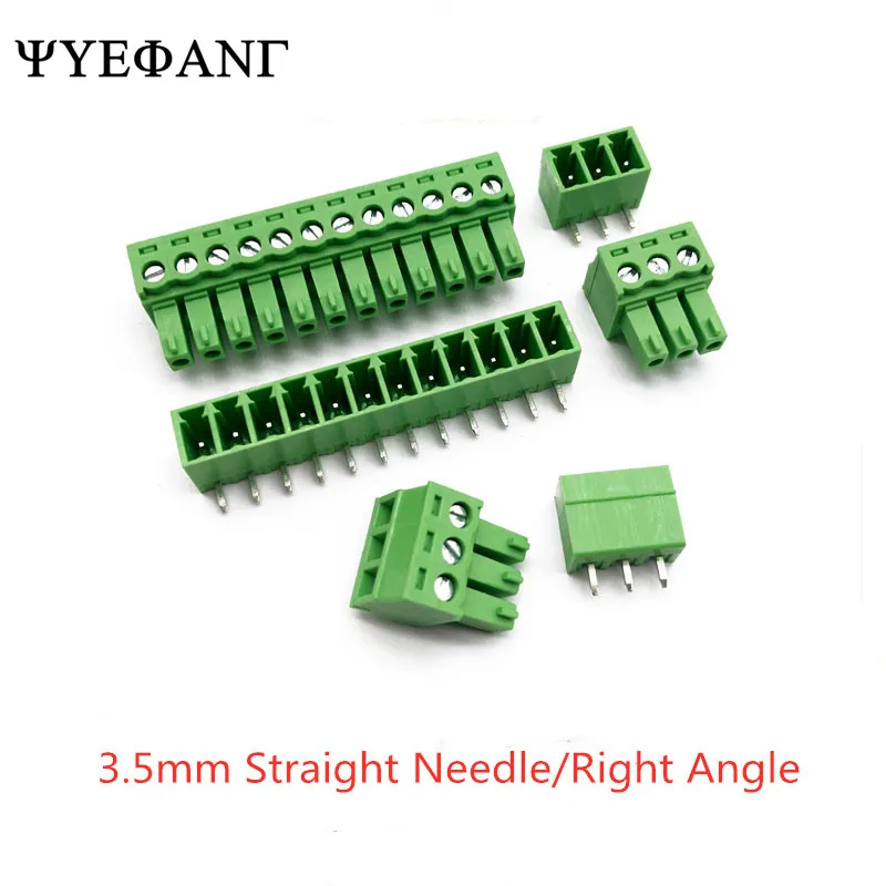 5sets 15EDG 3.81mm 3.5mm 5.08mm 3.96mm KF2EDG Straight Needle/Right Angle PCB Screw Terminal Blocks Connector 2Pin-10Pin Socket