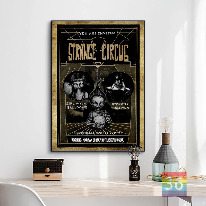 Strange Circus Vintage Horror Poster Canvas Prints Weird Grotesque Wall Decor Vintage Horror Decoration Circus Wall Art Picture