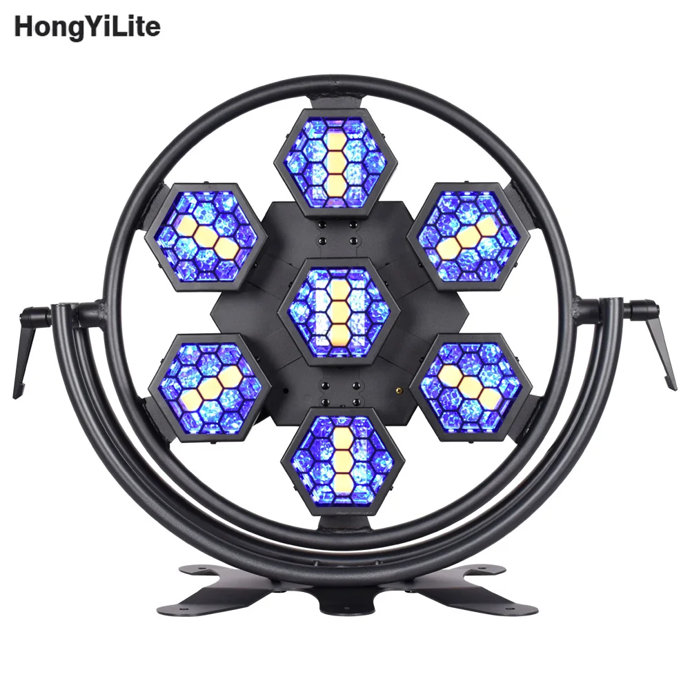 HongYiLite Led 7x50W Retro Lamp DMX RGB 3in1 Stage Light Flash Maple Leaf Pan Effect lights For Sound DJ Party Dance Club Disco