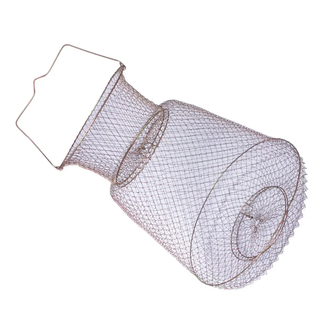 Lobster Mesh Fishing Net Prawn Crab Cage Folding Trap Net Foldable Metal Wire Fish Shrimp Basket