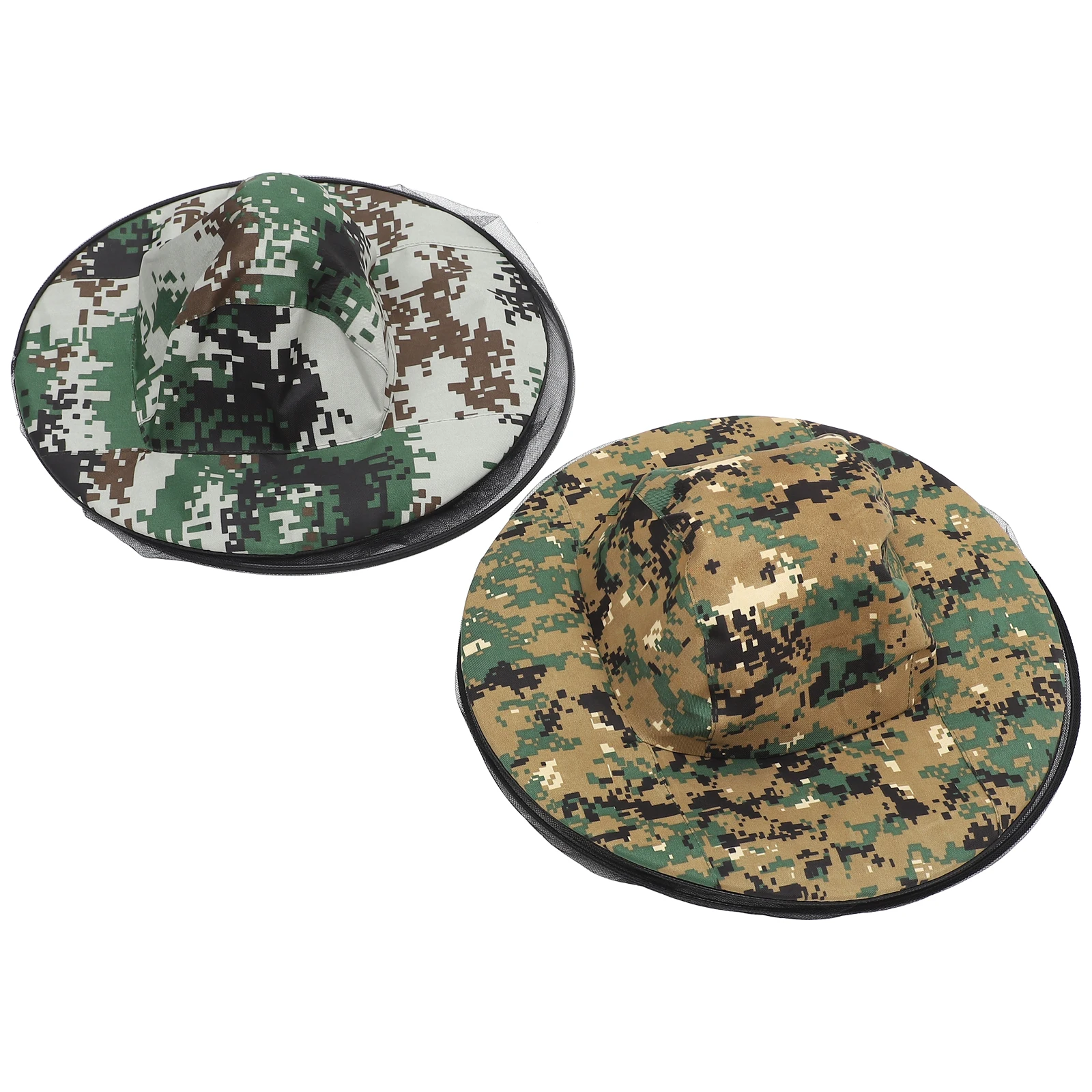 

2 Pcs Mosquito-proof Fisherman Hats Sun Blocking Mesh Cap Large Brim Men Women Anti-mosquito Outdoor Camping Fishing Bee