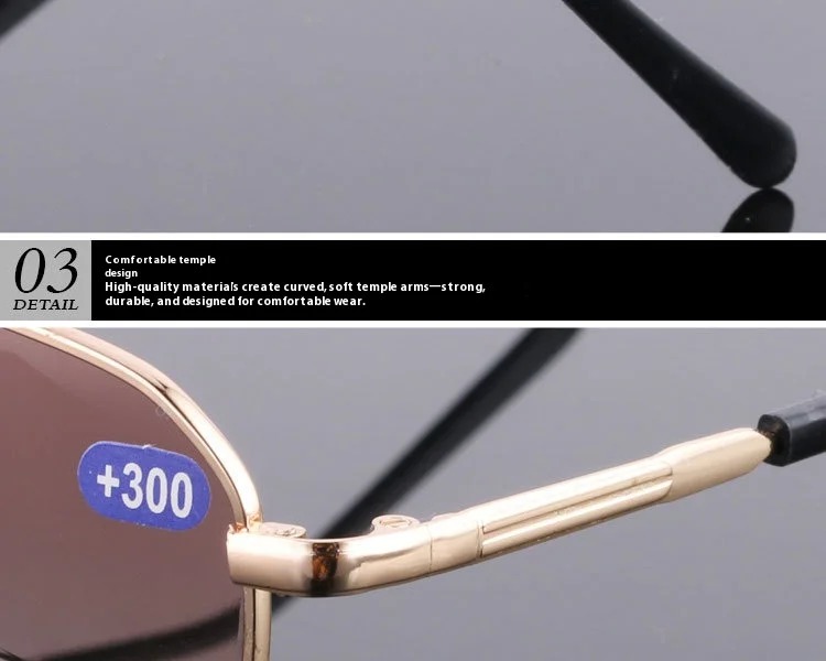 2-in-1 bifokale Lesebrille +1,0 ~ +4,0 Herren-Doppelzweckbrille Metallrahmen Damen Presbyopie Retro-Brille – Detail 3