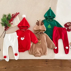 2024 New Christmas Children Clothes Set Newborn Baby Boys Girls Bodysuits+Hat New Year Clothing Infant Baby Boys Girls Jumpsuit