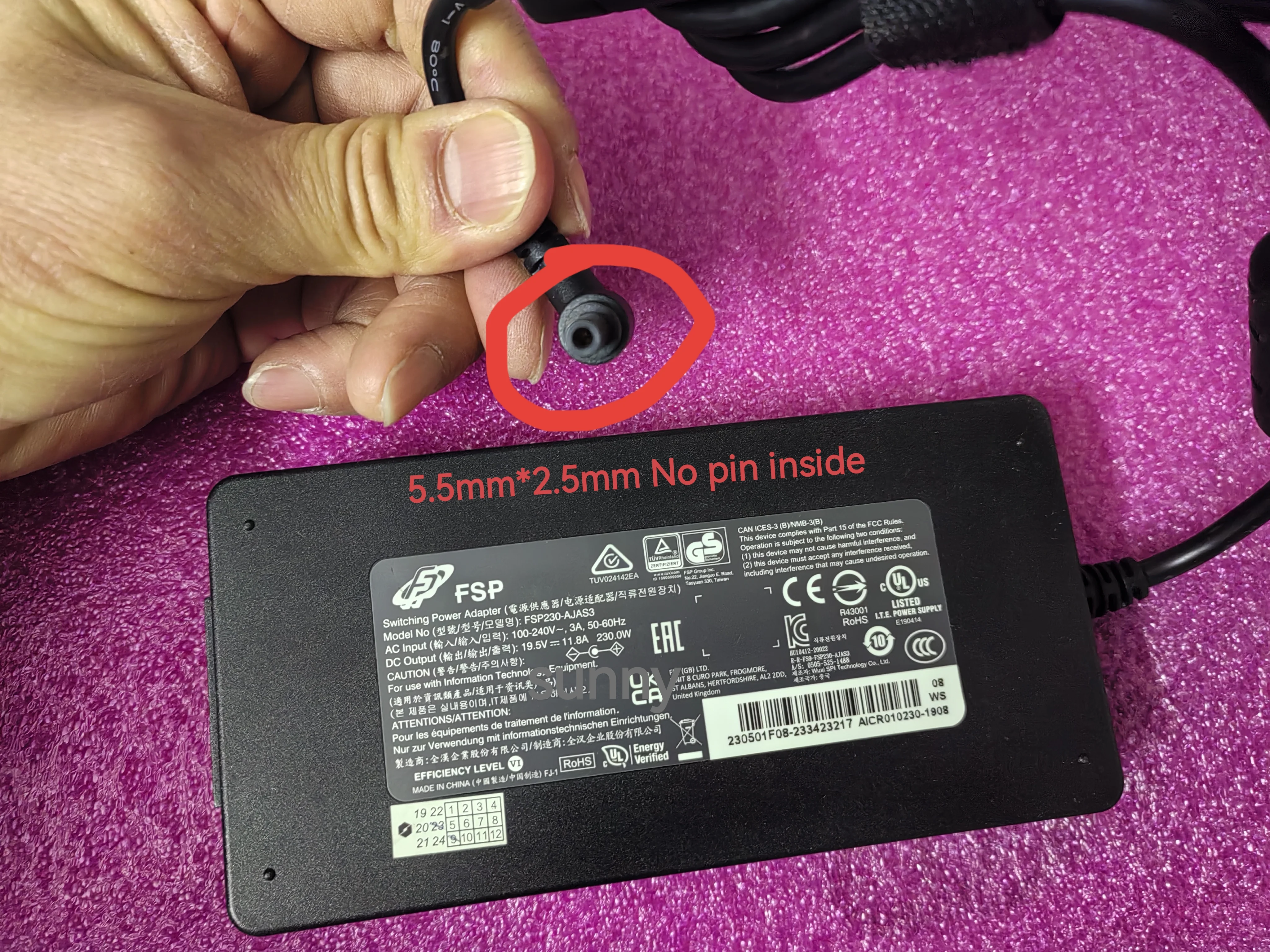OEM FSP 19.5V 11.8A FSP230-AJAS3 HU10412-20022 5.5mm 230W AC Adapter For MAINGEAR Vector Pro MG-VCP17I-3070 Laptop