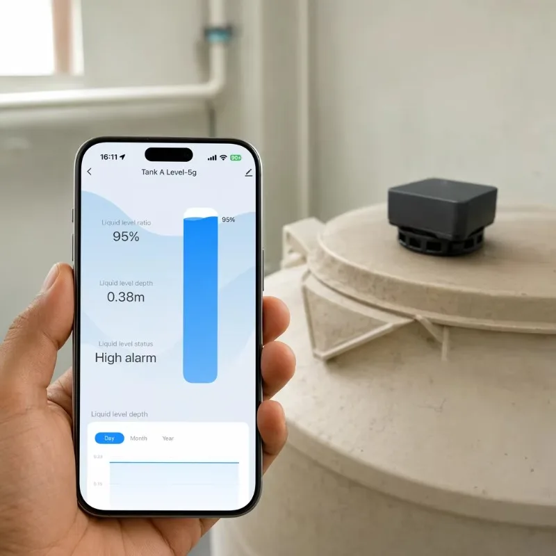 Ultrasonic Level Sensor for Water Tank Level Detection System Wireless 5G Household Cistern Liquid Depth Transmitter TLC2502-5G