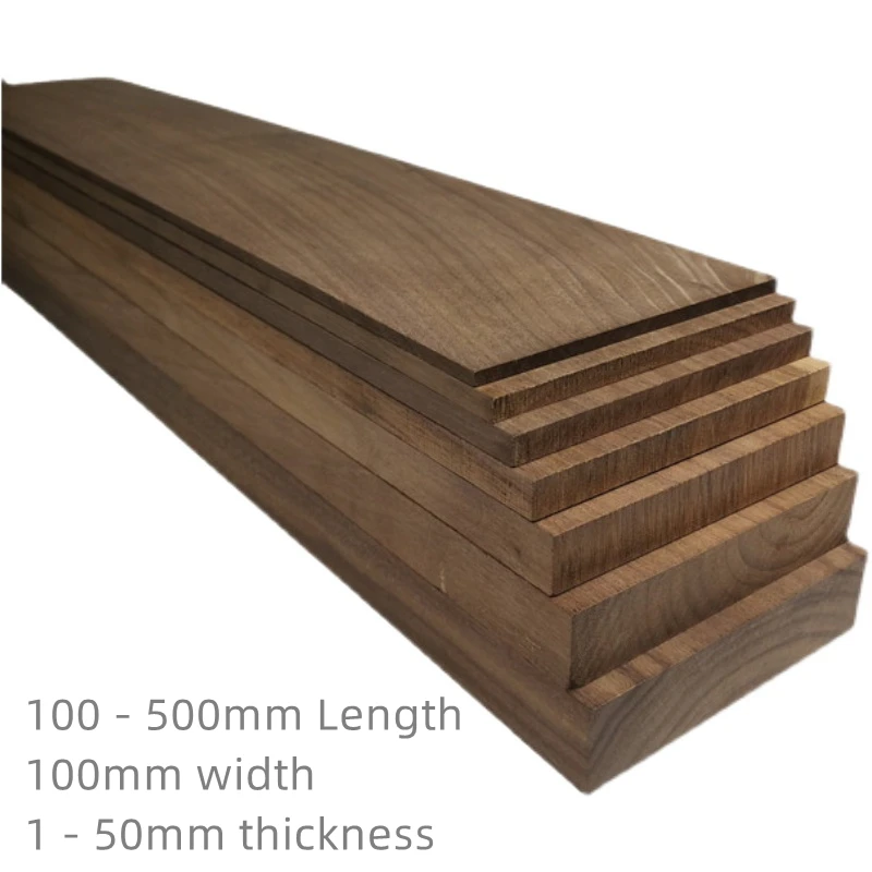 Custom Natural Black Walnut Wood Strips 2 Pieces, Thickness 1mm to 50mm, Widths 100mm, for DIY Furniture and Woodworking