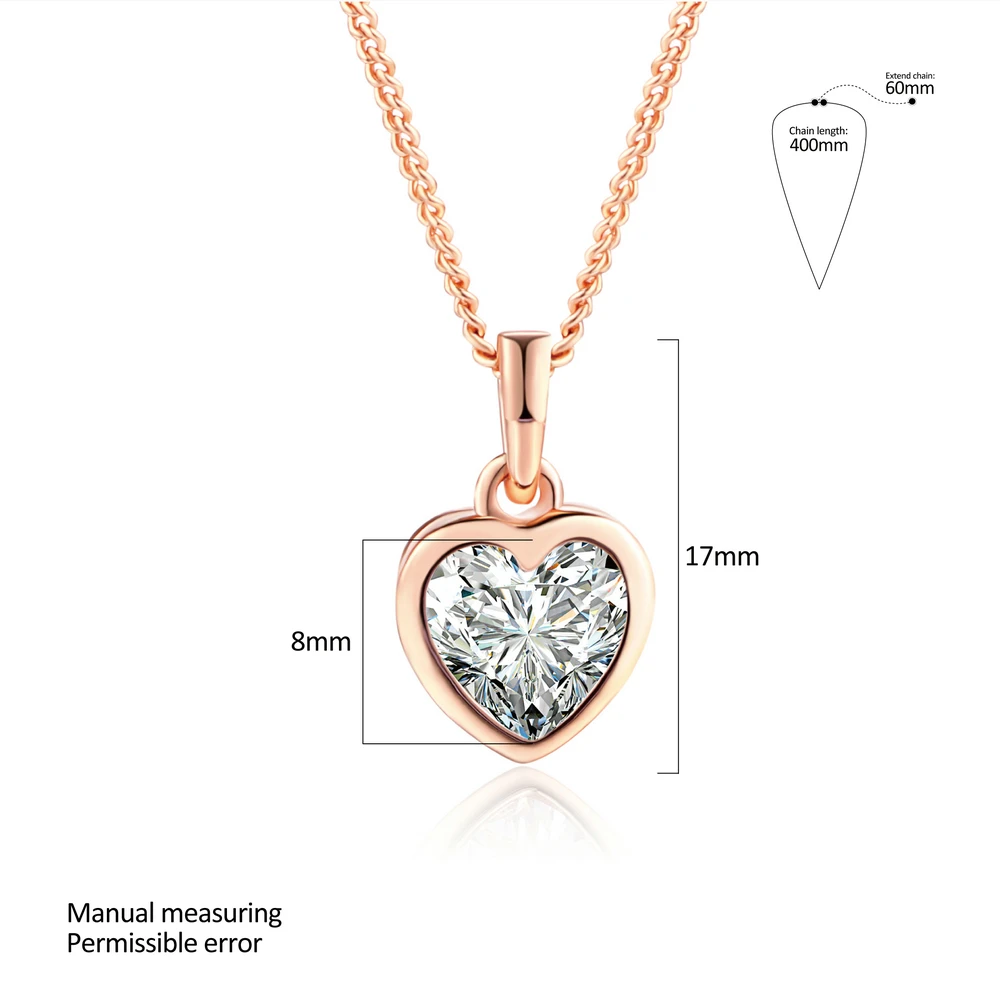 Korean Romantic Heart Jewelry Set for Women Elegant Crystal Rose Gold Color Necklace Earrings Accessories Dropshipping Gift S567