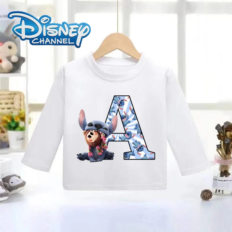 

Disney Stitch T-shirt Cotton Long Sleeve Toddler Summer Kids Birthday Fashion Shirts Round Neck Outdoor Wear Stich Cartoon Tees