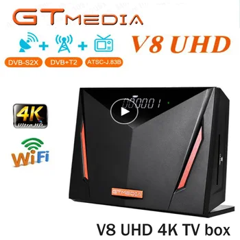 ขายร้อน GTMEDIA V8 UHD TV เครื่องรับสัญญาณดาวเทียมกล่องทีวี ​ DVB S2 T2 4K Ultra HD สต็อก WIFI ในตัวในสเปนเครื่องเล่นมีเดีย CZ