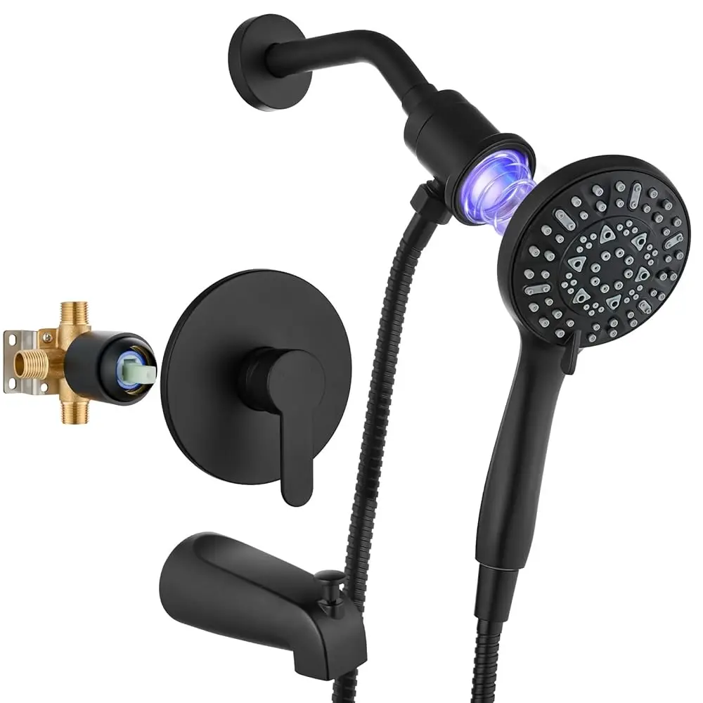 

AllexpreskTub Shower Faucet Set with Magnetic 5-Function Handheld bathtub shower faucet set with Rough-in Valve Trim Kit Matte B
