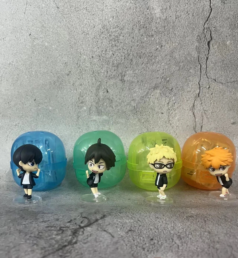 4Pcs/1Set Haikyuu Figure Shoyo Hinata Tobio Kageyama Sleeping Position Kozume Kenma Tetsurou kuroo Gashapon Set Toy Model Doll