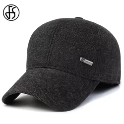 FS Black Winter Earflaps Baseball Caps For Men Thick Warm Plus Plush Women Hat Outdoor Windproof Trucker Cap Gorra Hombre 2026