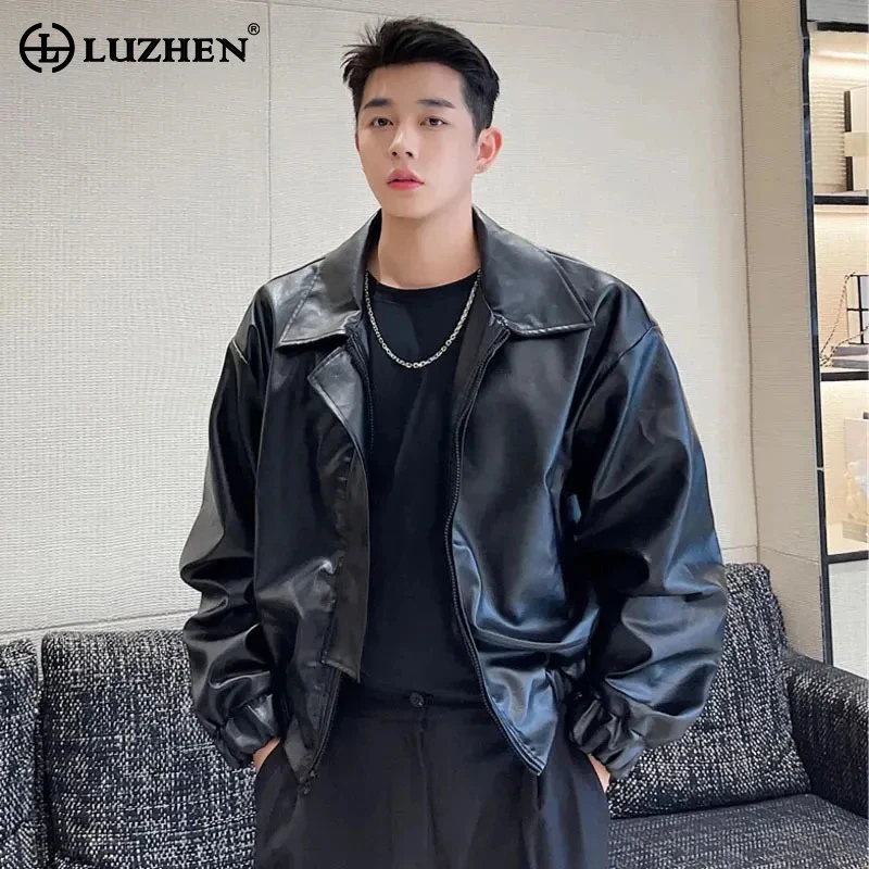 

LUZHEN Men's Stylish Leather Jacket 2024 Spring Elegant High Quality Handsome Korean Trendy Loose Coat New Free Shipping 27ce0b