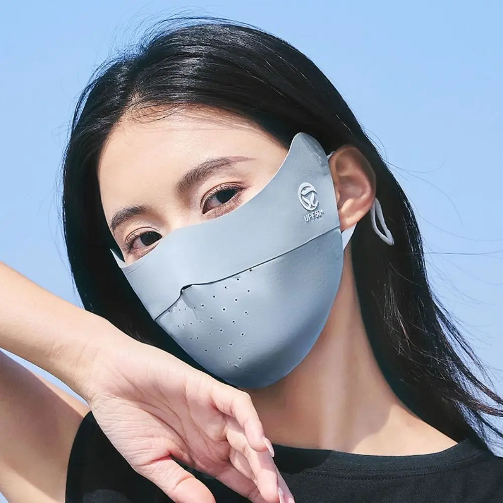 Fashion Solid Color Ice Silk Mask Sun Proof Face Shield Face Cover Face Mask UV Protection Sunscreen Face Cover Cycling