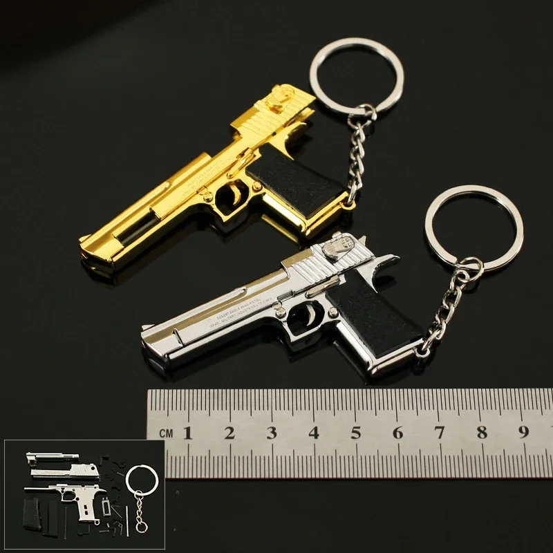 Alloy 1:4 Scale Desert Eagle Pistol Model Keychain Mini Toy Gun Weapon Model Metal Keychain For Adult Kids Christmas Gift