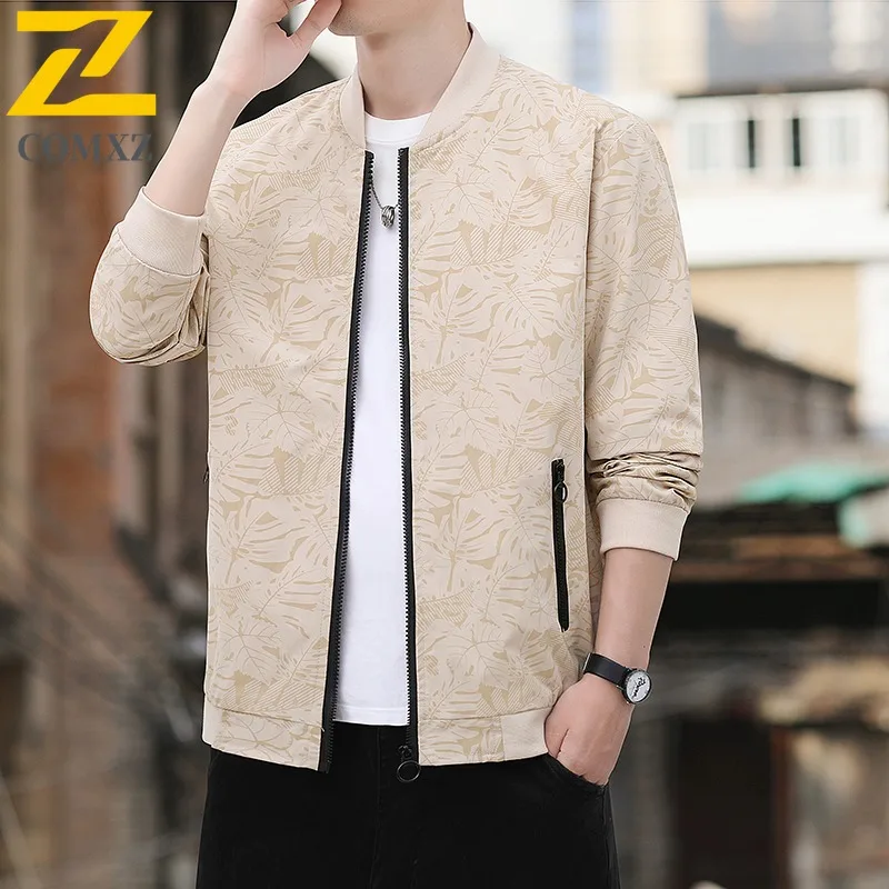

COMXZ Luxury Men Jacket Print Design Outdoor Commute Windproof Coat High-quality Business Leisure Lightweight Man Clothing