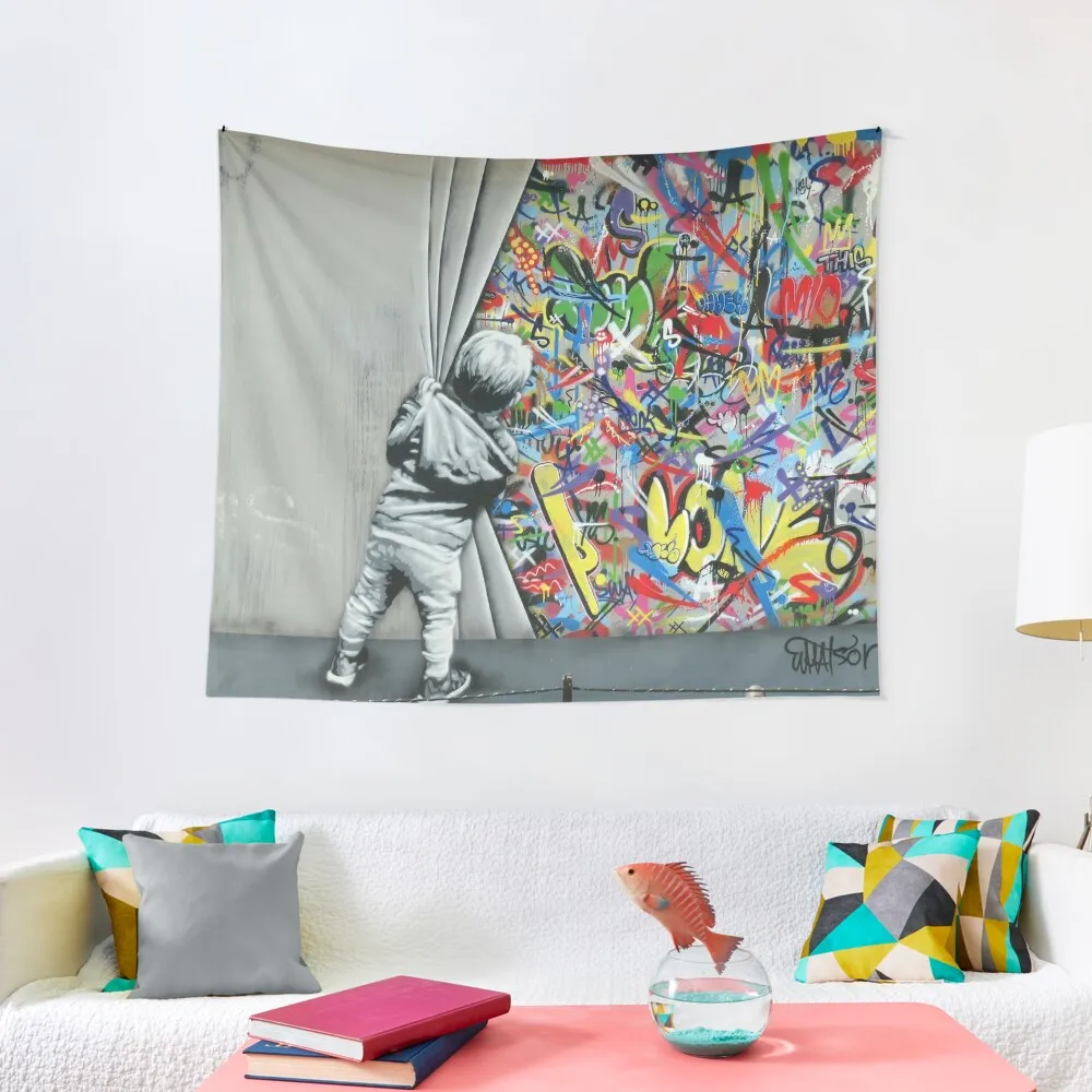

Behind the Curtain - Martin Whatson (Wynwood Walls Edition) Miami Tapestry Decor Home Bathroom Decor Tapestry