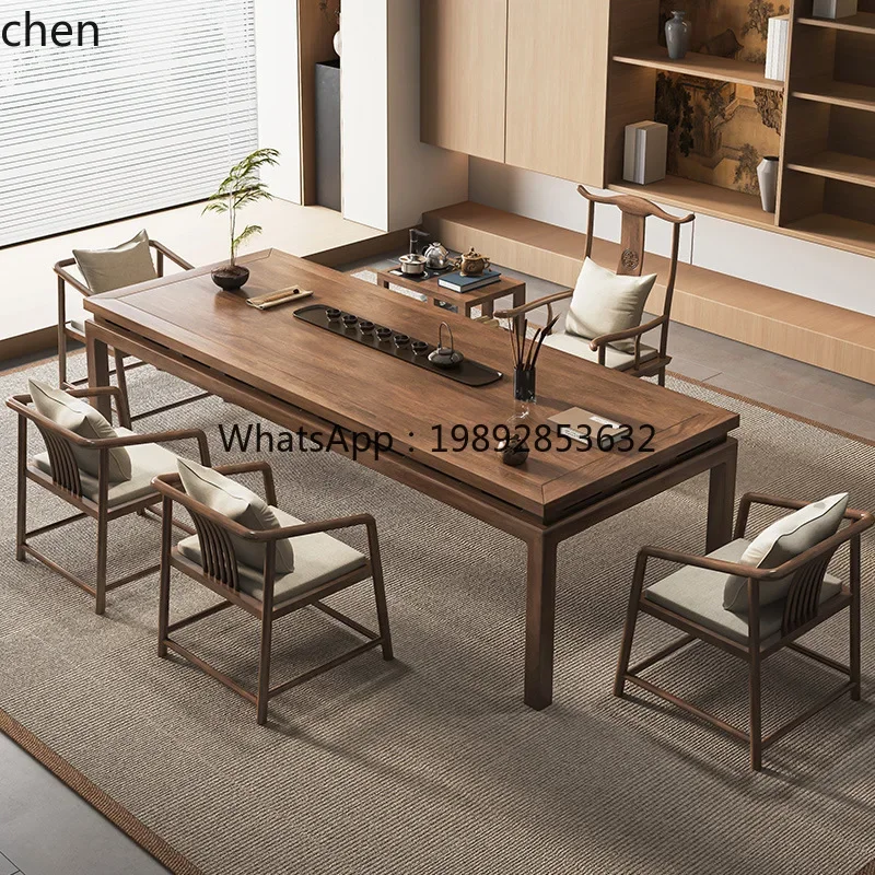 

YFY Old Elm Wood Solid Tea Table Zen Style Kung Fu New Chinese Tea Table Home Tea Brewing Table Modern High-end Office Desk