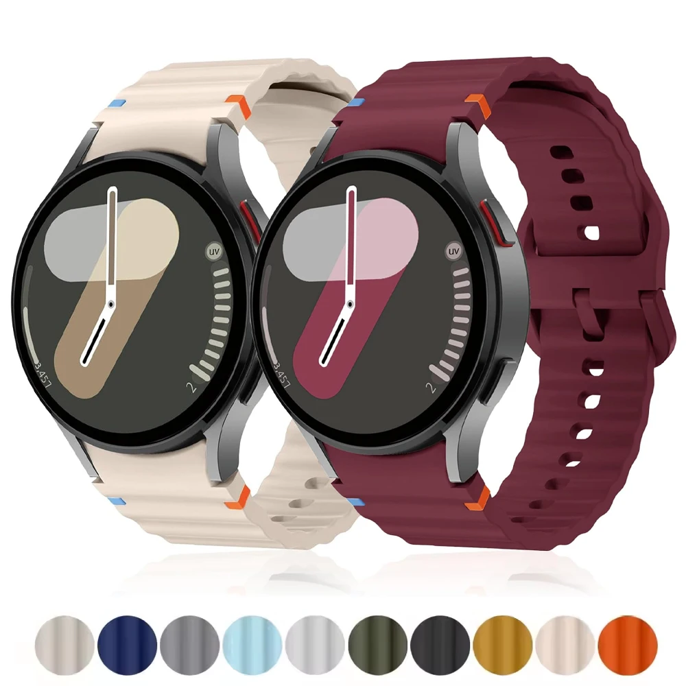 

Спортивный ремешок для Samsung Galaxy watch 7/FE/4/5/6 classic/5 Pro 40 44 мм без зазоров браслет correa силиконовый ремень Galaxy watch 7 ремешки