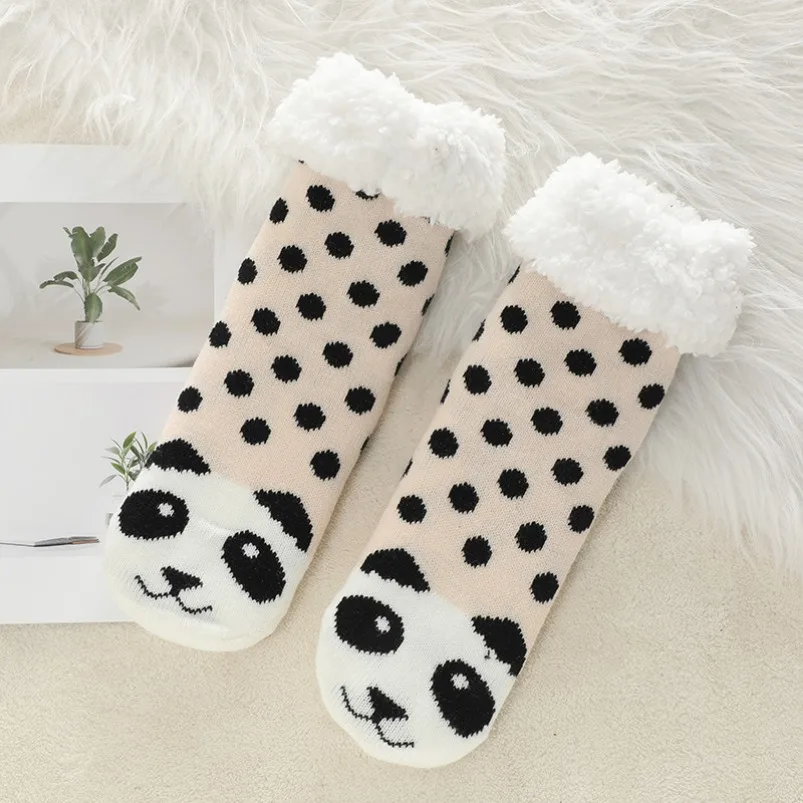 Womens Fuzzy Sock Dog Cat Panda Fox Children Soft Female Winter Warm Plush Non Slip Grip Thermal Fluffy Slipper Socks Unicorn
