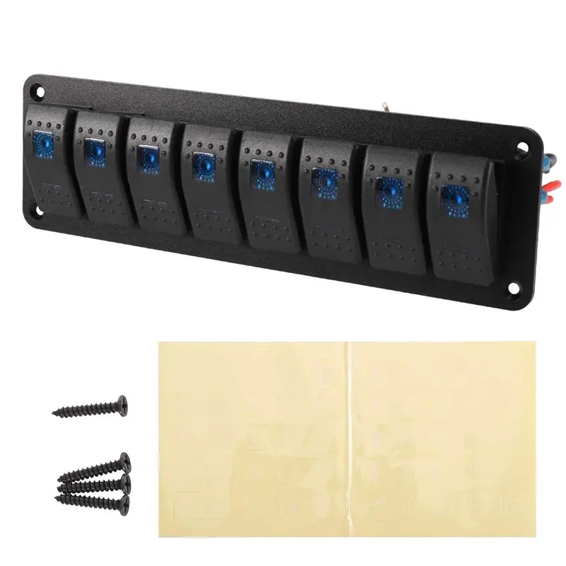 T17C LED Rocker Switch Panel 6 Gang Marine Boat For Truck Boat Car Blue LED Control Dashboard Accessory Kit Auto Switches 2