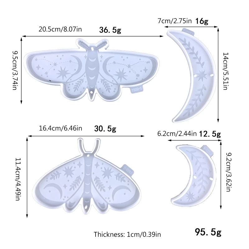 Silicone Resin Moulds Moon for Butterfly Mold Epoxy Resin Casting Mold for DIY Crafts Bedroom Decoration Wall Hanging