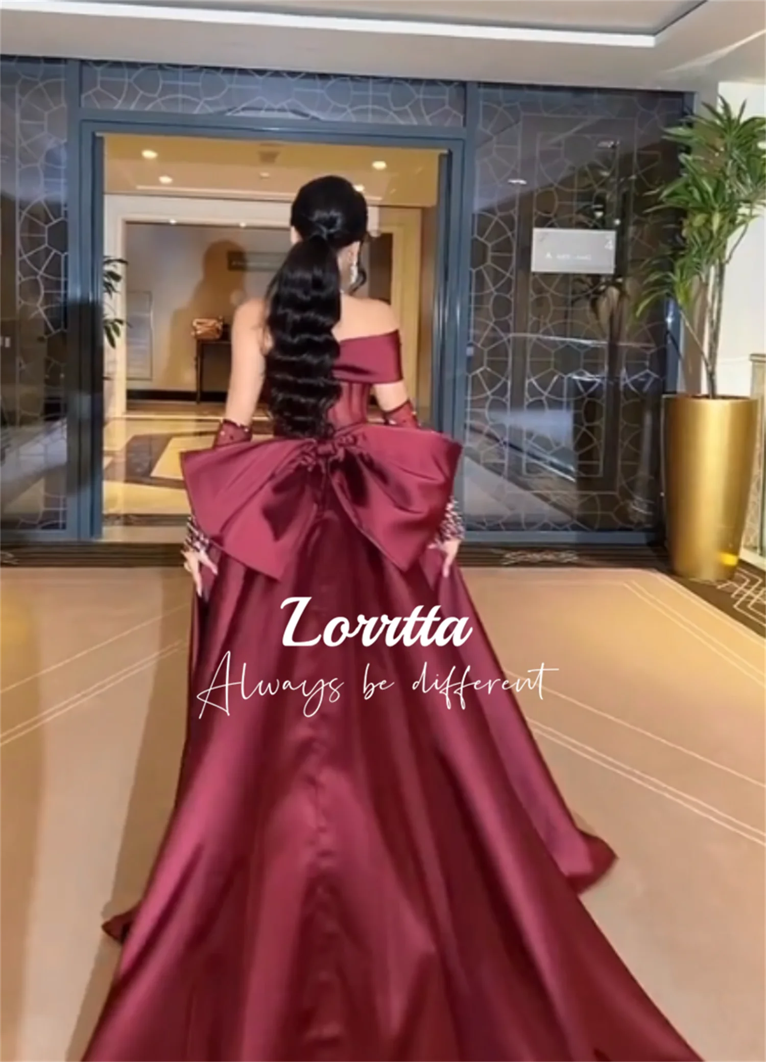 Lorrtta Off the Shoulders Folds Ground-length Reddish Brown Ball Gown Strapless Satin Mermaid Skirt Dresses Customized