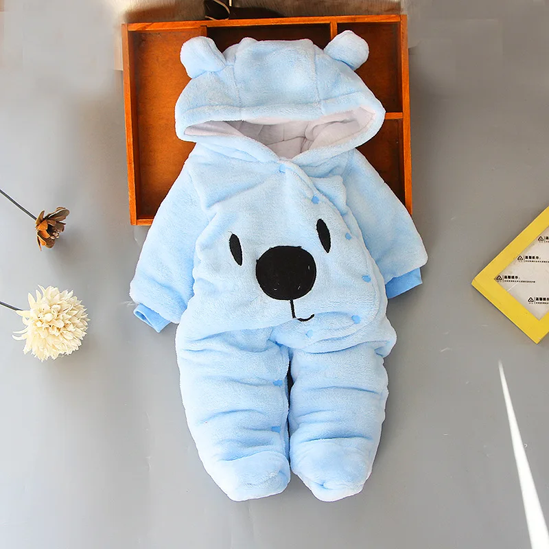 Winter NewBorn Clothes 2023 New Style Baby Boys Girls Romper Cartoon Bear Plush Cute Overall Jumpsuit For Kids Infant Clothing