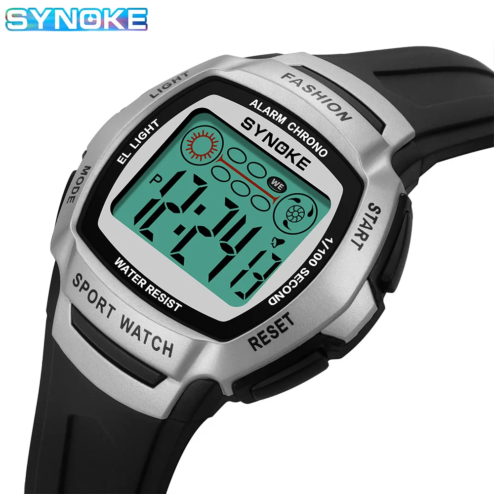 Digital Watches For Men Waterproof Swimming SYNOKE 9831 Large-screen Electronic Watch Easy To Operate Watch Men