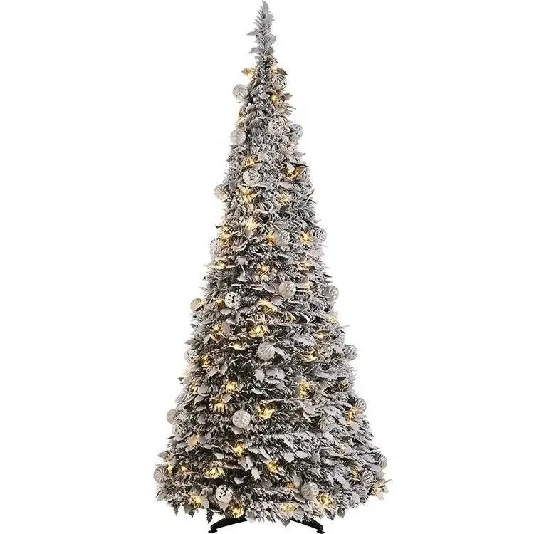 1.2m-2.1m foldable christmas tree with lights retractable christmas tree christmas and new year gifts