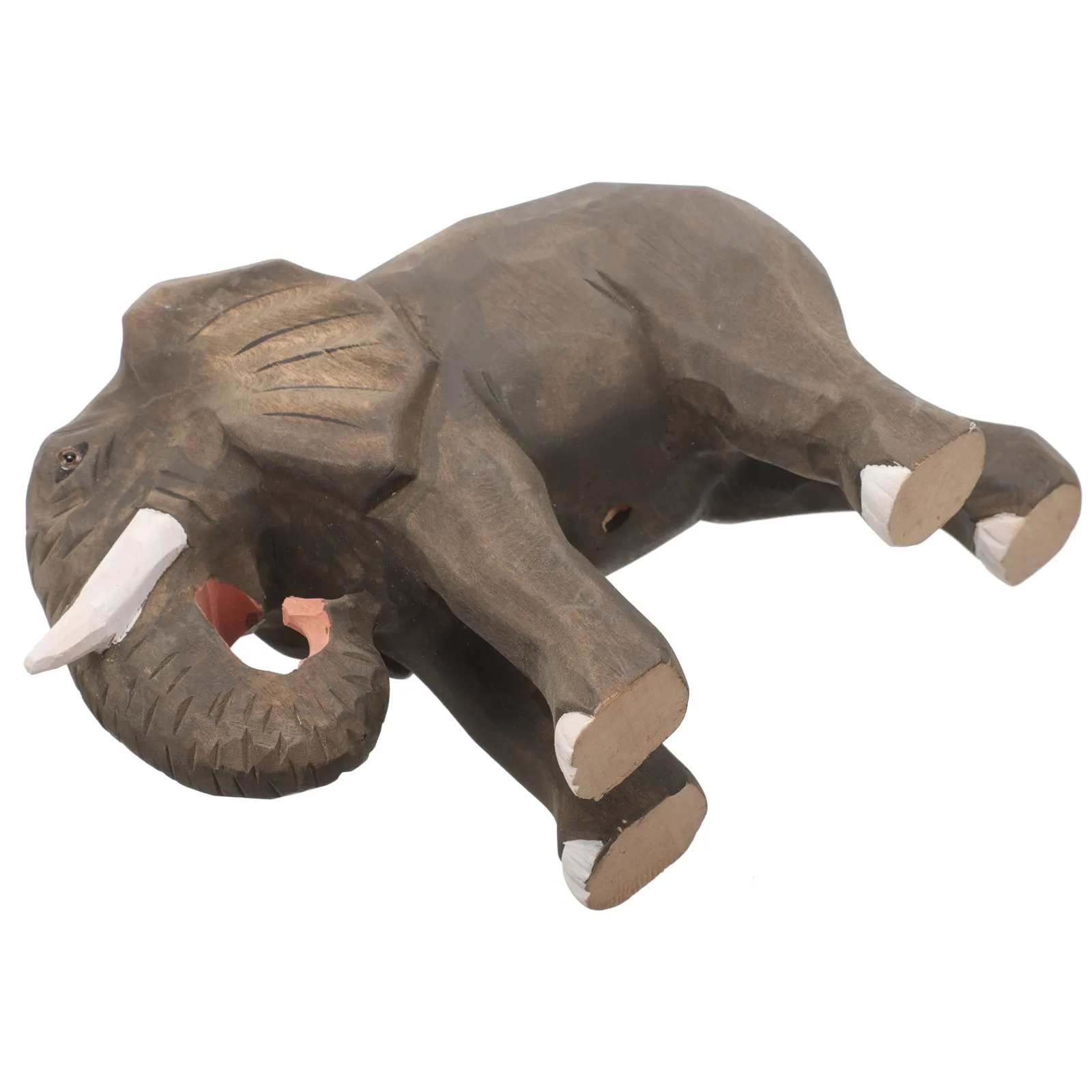 

Wooden Elephant Figurine Hand Carved Natural Wood Craft Desk Decor Animal Statue Mini Sculpture Elegant Gift Idea