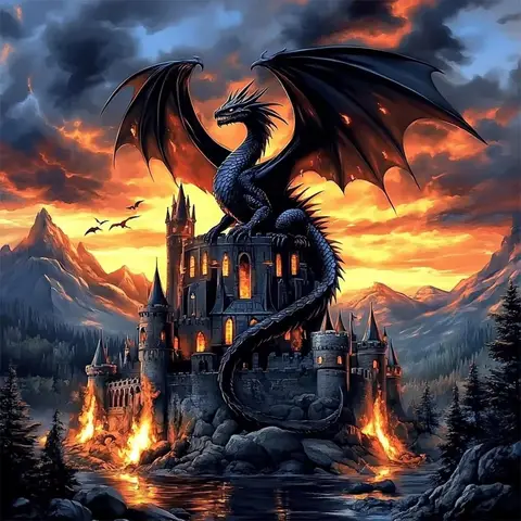 Large Jigsaw Puzzle 500/1000 Pieces Black Dragon Castle Fantasy Paper Puzzles Adult Present Portable Box for Family Games Toys