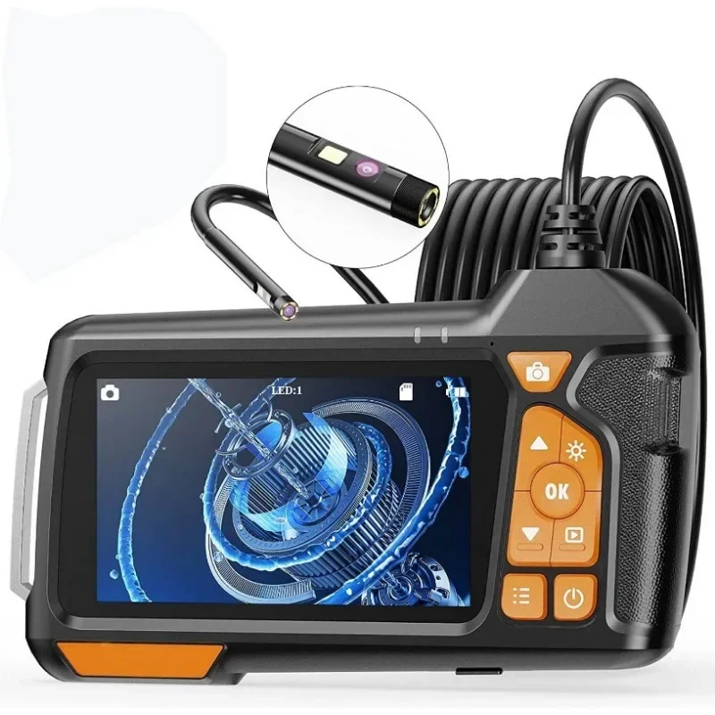 New 4.5-Inch IPS Screen Industrial Endoscope 1080P HD Handheld Endoscope for Auto Repair Pipeline Inspection