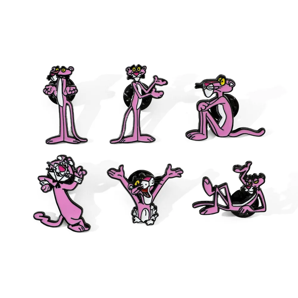 

1 Set Cute Pink Panther Cosplay Costume Metal Badge Pin Alloy Brooch Fashion Accessory Xmas Gift Movie Prop for Friends