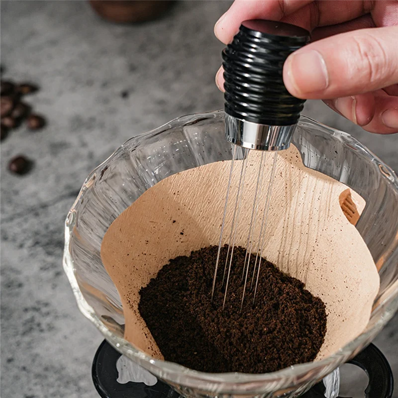 

A7THK-Espresso Coffee Stirrer,Aluminum Alloy Needle Distributor With Stand,Perfect For Home Use,Enhances Coffee Flavor