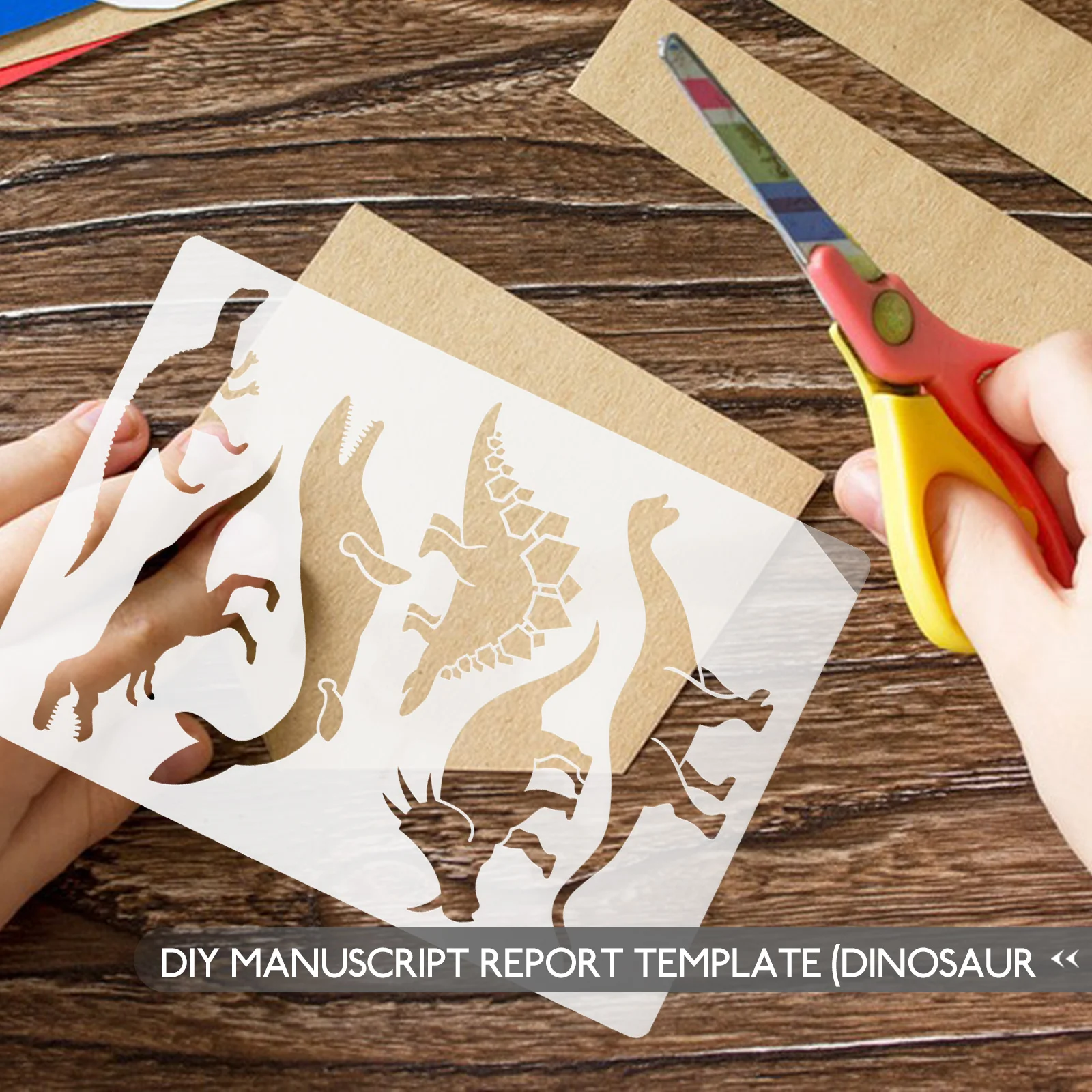 Measuring Precision Ruler Painted Dinosaur Drawing Template Pupils Plastic DIY Templates Stencils For