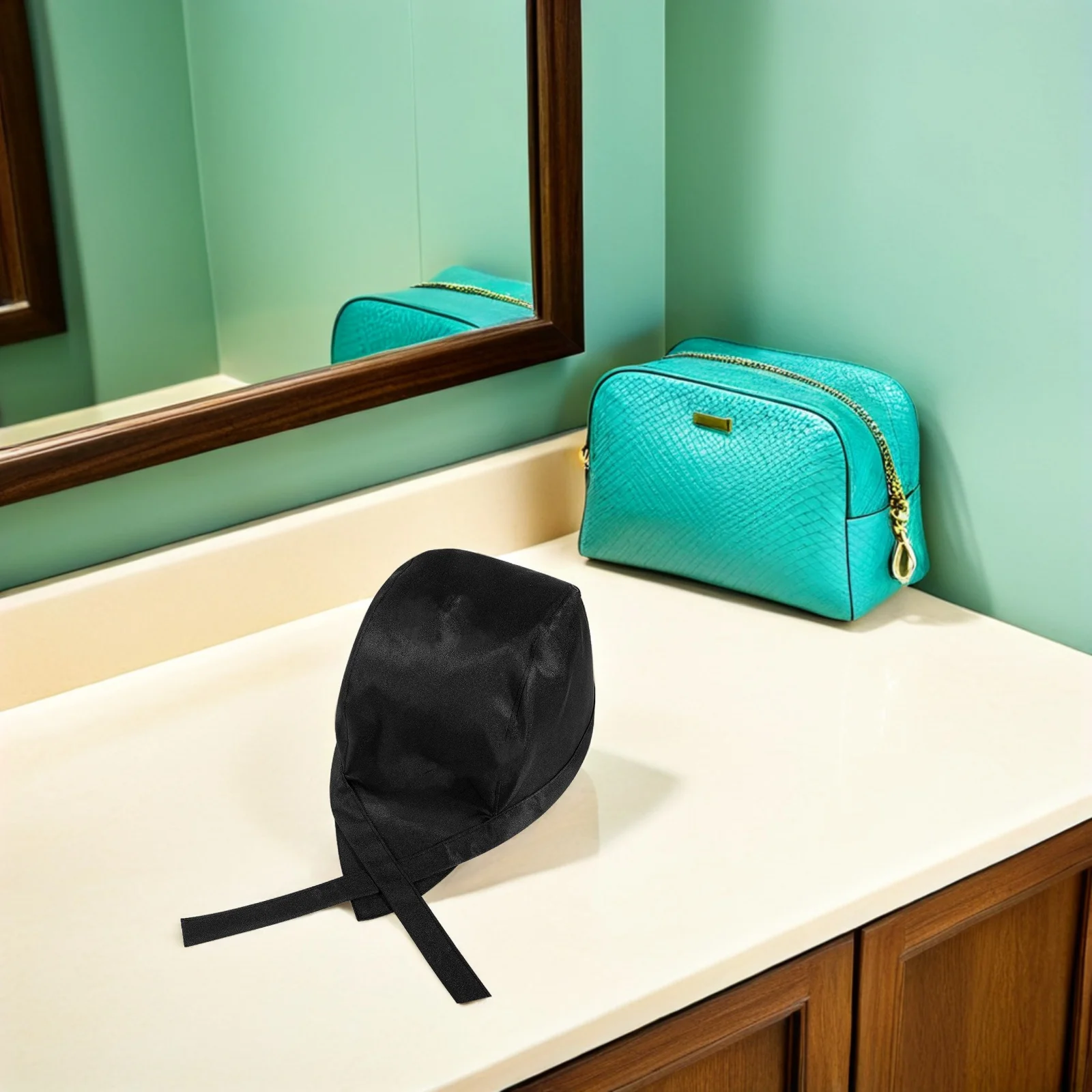 4pcs Chef Hat Turban Hats Black Quick Drying Easy Cleaning Cook Uniform Hat Restaurant Kitchen Workshop Practical Long Term