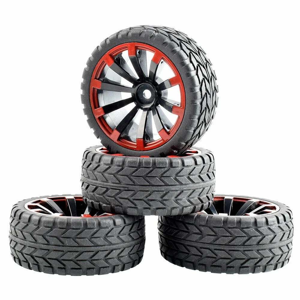 RC 601A-6017 Plastic Wheel Rim Rubber Tire FOR 1:10 On-Road Car