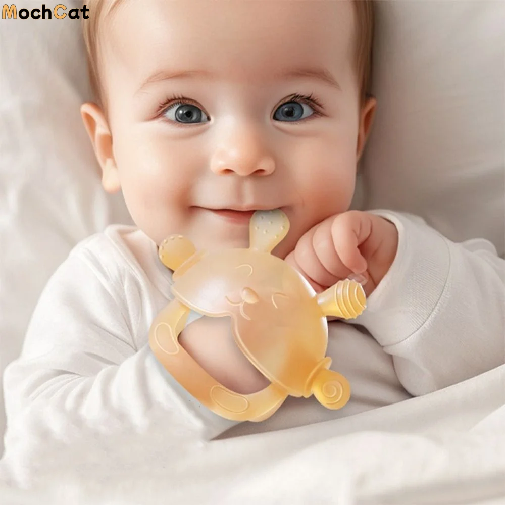

3pcs Soft Silicone Bunny Teething Toy BPA Free Cartoon Teether Ring Food Grade Anti-Thumb Teether Gloves Baby Chewing